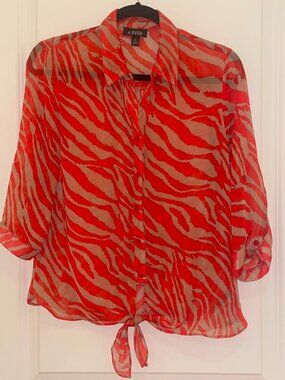 A. BYER Women’s Sheer Red Blouse, Size M